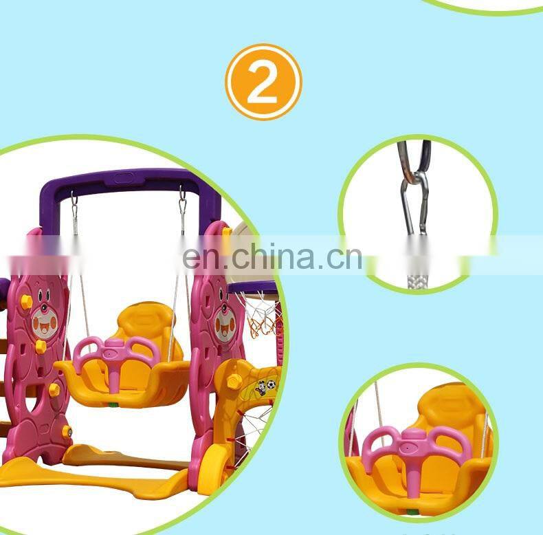 Cheap Factory Price Durable Safety Cartoon Kindergarten Preschool Home Set Plastic Indoor Children Slide with Basketball Ring