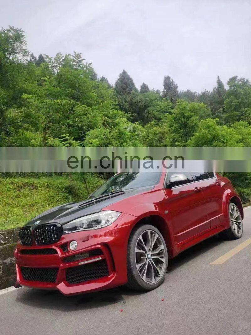 Runde Resin Or Half Carbon Material Front Bumper Rear Bumper Side SKirts Fender For BMW X6 F16 Haman Style Wide Body Kit