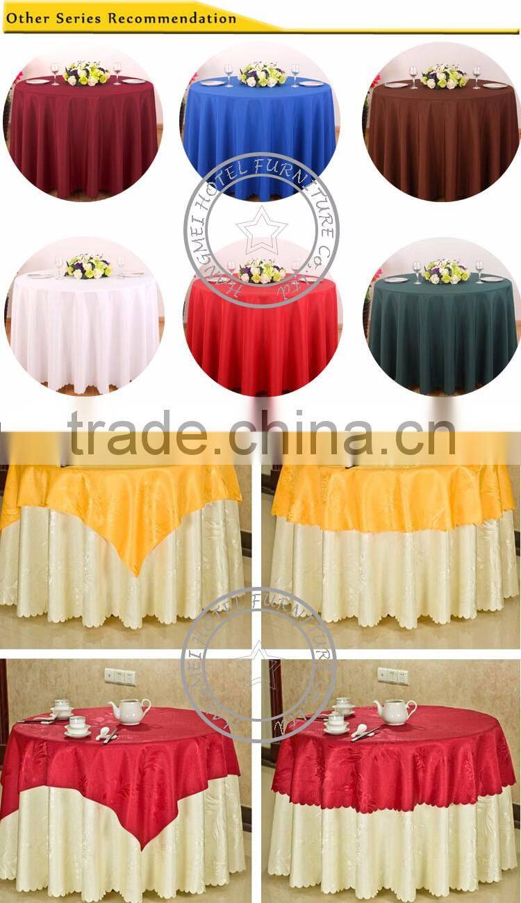 luxury special embroidery purple color satin rose hotel table cloth for wedding