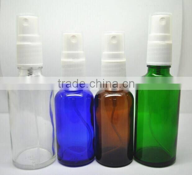 whole sale 5ml to 100ml essential oil glass bottle with plastic pump sprayer