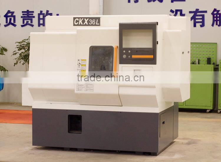 slant bed cnc turning lathe CKX36L 5"hydraulic chuck 4 station gang tool turret linear guideway spindle bore 46mm lathe machine