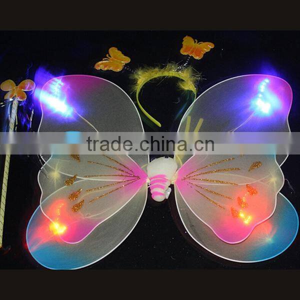 Wholesale cheap double layer fairy kids butterfly wings Halloween pink butterfly wing for sale