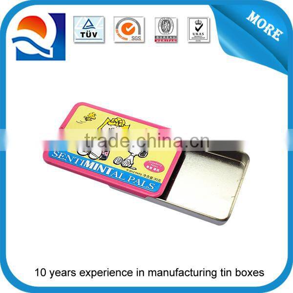 Rectangular slide lid candy tin can