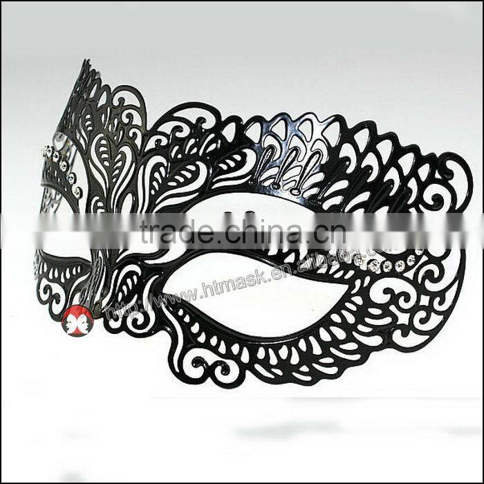 Fast Delivery Small Wholesale Venetian Party Mask, Filigree Metal Party Mask Black Masquerade Metal Party Mask