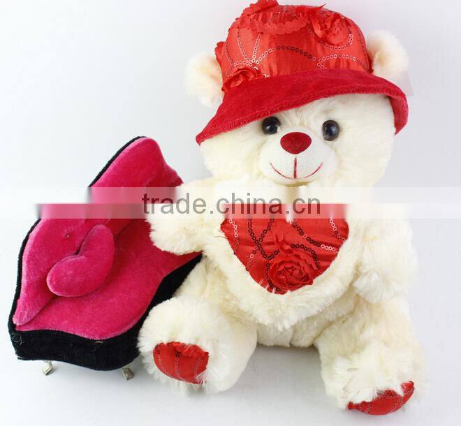Valentine's day stuffed animal toys plush bear with a heart, plush teddy bear with heart