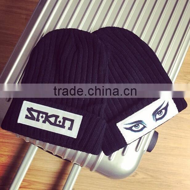 2016 Newest Cool Punk Rock Eye Pattern Rolled Brim Man Women Beanie Hats