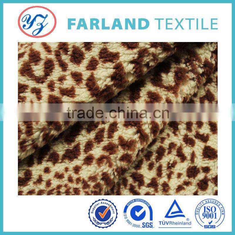 warm bedding set fabric leopard printed sherpa fleece fabric for art quilt,blanket
