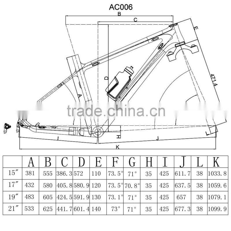 2016 Chinese 26 carbon mountain bike frame MTB frame BSA UD matt AC006