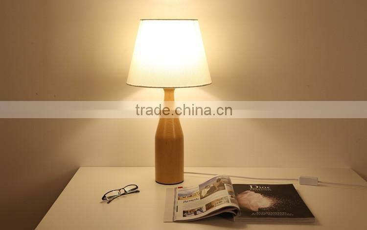 2016 Wholesale indoor furniture antique oak wood table lamps LED Wood table Light JK-879-15 LED Wood table lamp