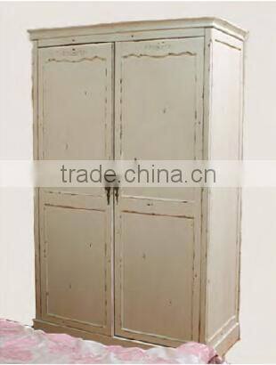 Antique white classic french style wooden bedroom wardrobe
