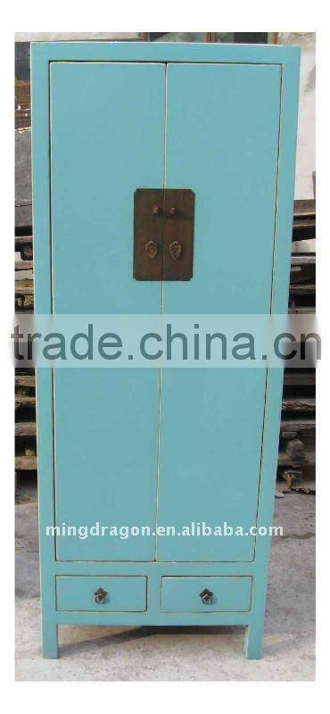 Chinese Antique Cyan Wardrobe / Wedding Cabinet