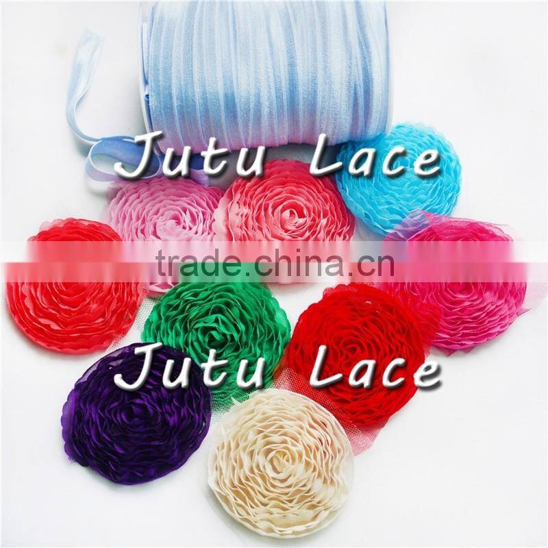 2016 Baby girl hair accessories/headband flower for kids, handmade chiffon flower