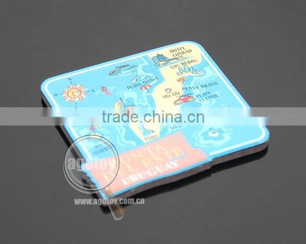 Rubber Magnet Stainless Steel Metal Custom Uruguay Sandbeach Map Printing Tourist Souvenir Fridge Magnet