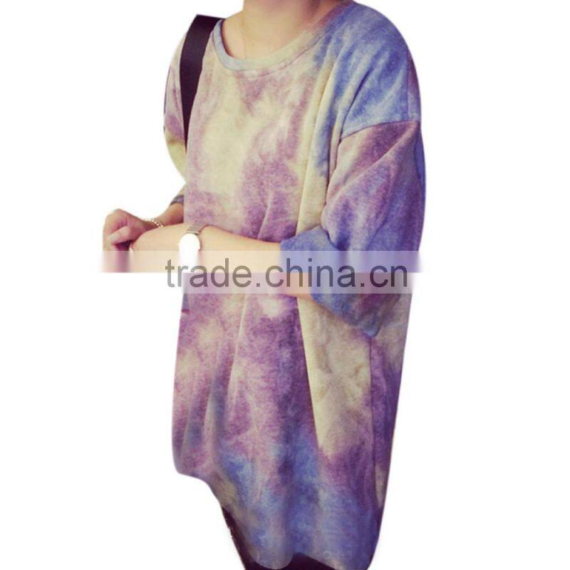 women loose long tie dye hoodie