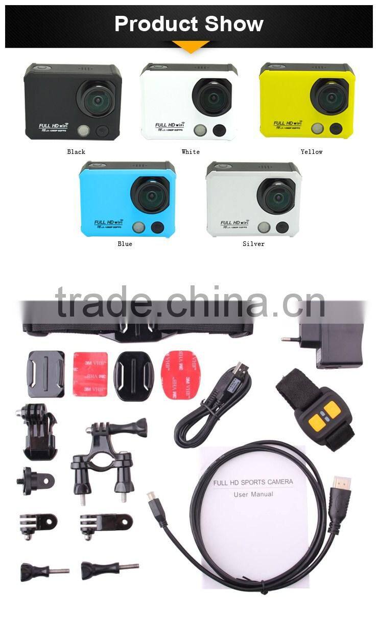 2016 WiFi Action Camera Helmet Sports Camera Waterproof With 2 Batteries and 1 Battery Charger Support Audio