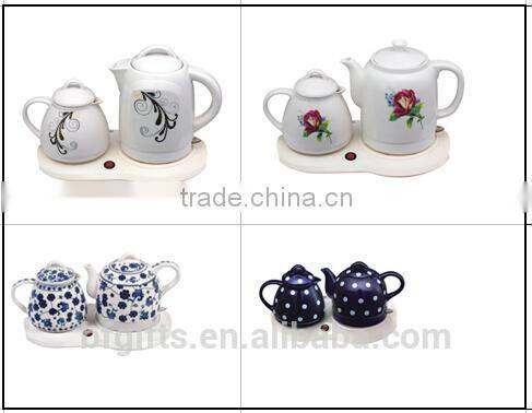 Enamel kettle set/ Ceramic LED Electric kettle/ White High Quality Teapot set/ 2015 New Design