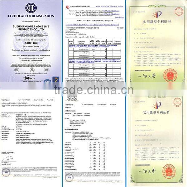 permanent adhesive waterproof labels for glass