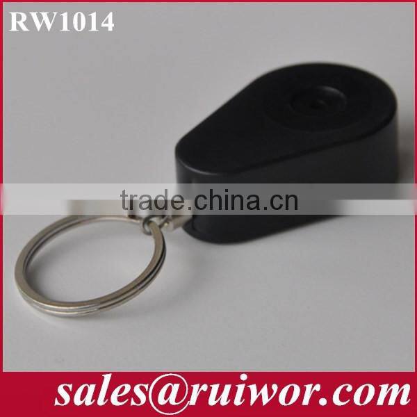 Drop-shaped Retractable anti-theft pulling-box with key ring end connector for retail product positioning
