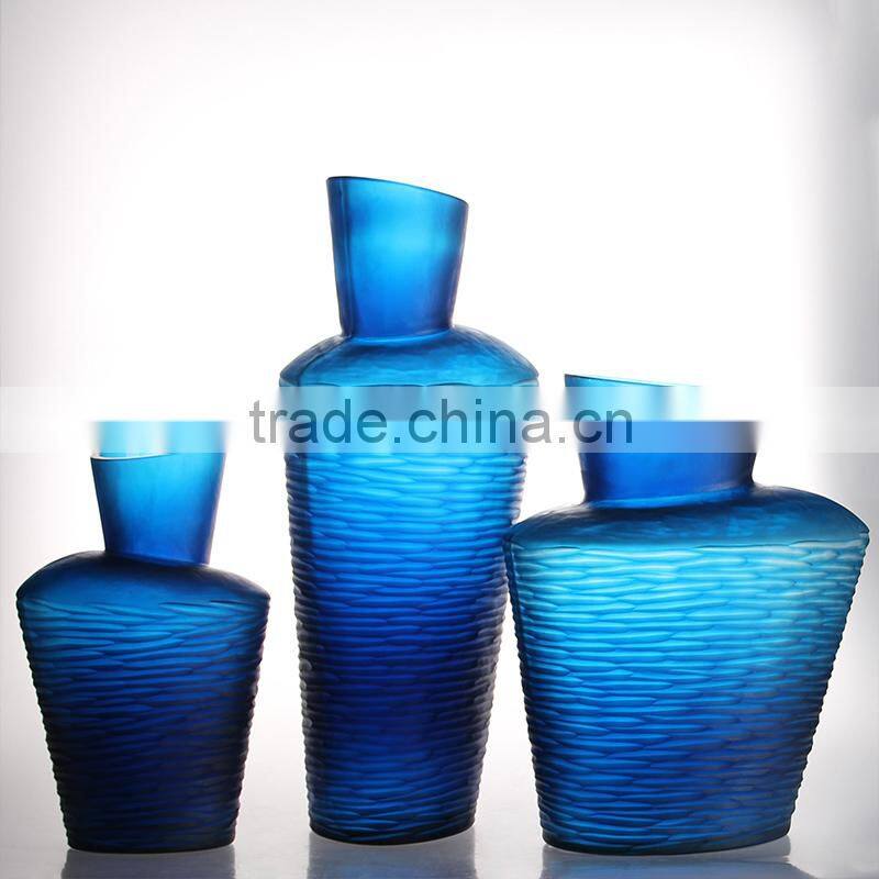 Promotion Modern Style glass vase Decor Cheap Blue