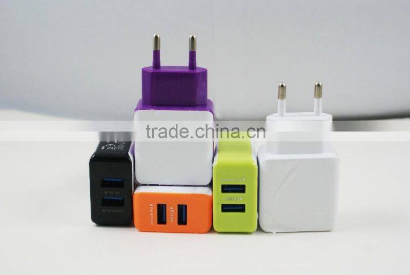 Dual EU US 5V 2A plug USB Wall Charger Adapter For iPhone 4 5 6 For Samsung