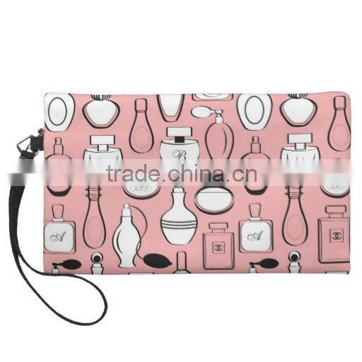 Customizable design flowers canvas wristlet clutch bags