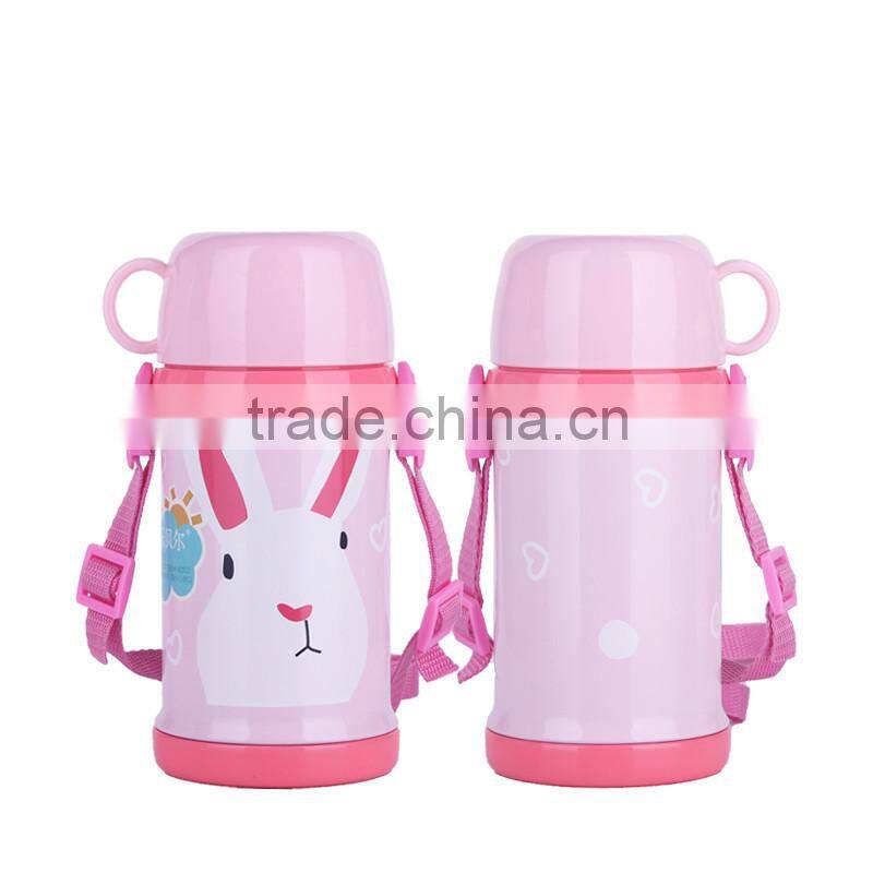 New style cartoon Children Stainless steel Vacuum Flask with plastic cup