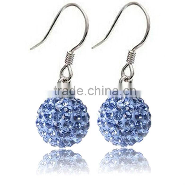 Sparkle CZ Crystal Ball 925 Silver Shamballa Hook Earring for Wedding Party