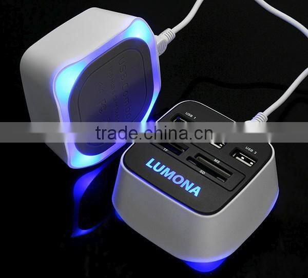 Card Reader And ABS Plastic Mini USB 2.0 Hub Cube