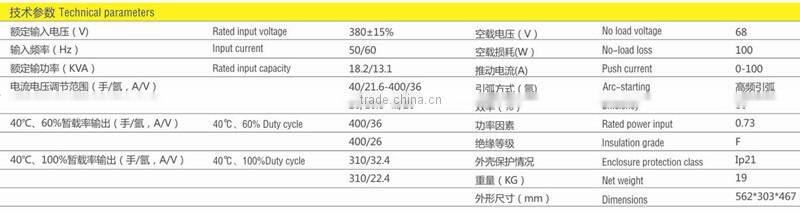 High quality manufacturer 380V Metal manual arc / TIG manual welding machine WS-400A