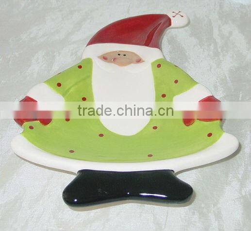 Christmas plate,square santa plate, dolomite santa plate