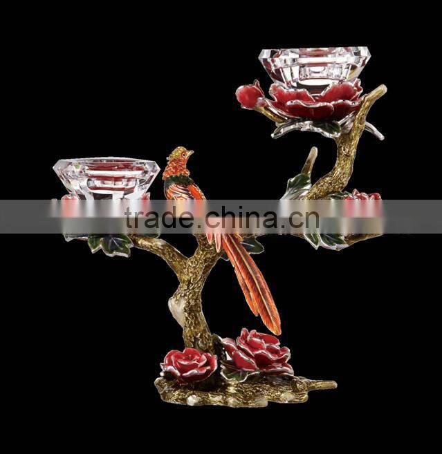 2014 New Design, Crystal/Glass Candle Holder with Enamel for Newly Weds