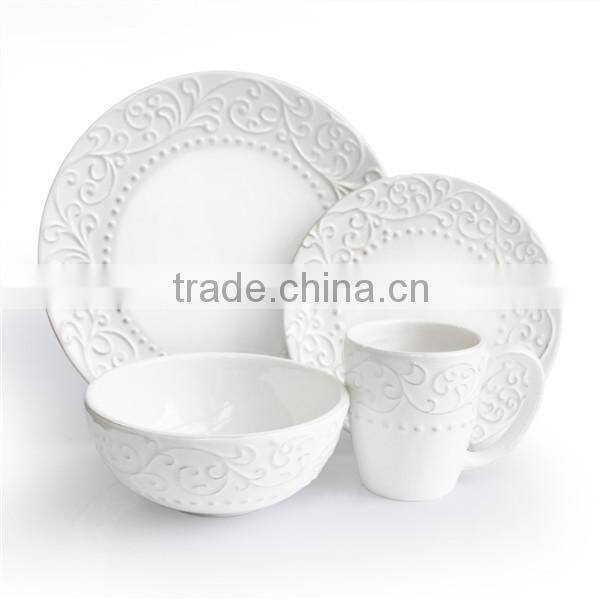 Embossed porcelain elegance dinner set ceramic homewares