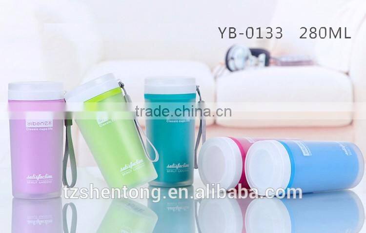 Wide mouth double wall portable bpa free plastic drinking water bottle