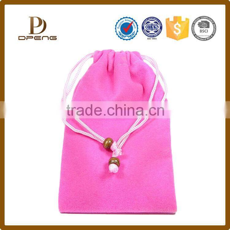 2014 Best selling Custom Double drawstring printed velvet pouch for jewelry