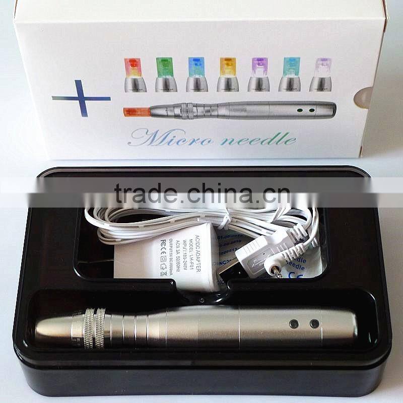 Huafu 2016! Led Nano Photon Lip/Eyelash/Facial RECHARGEABLE Microneedle Derma Pen