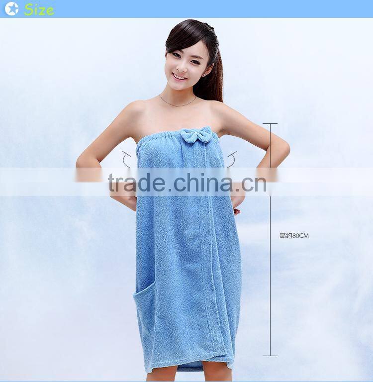 Blue color microfiber super soft girl bath skirt one color print girl towel skirt in microfiber