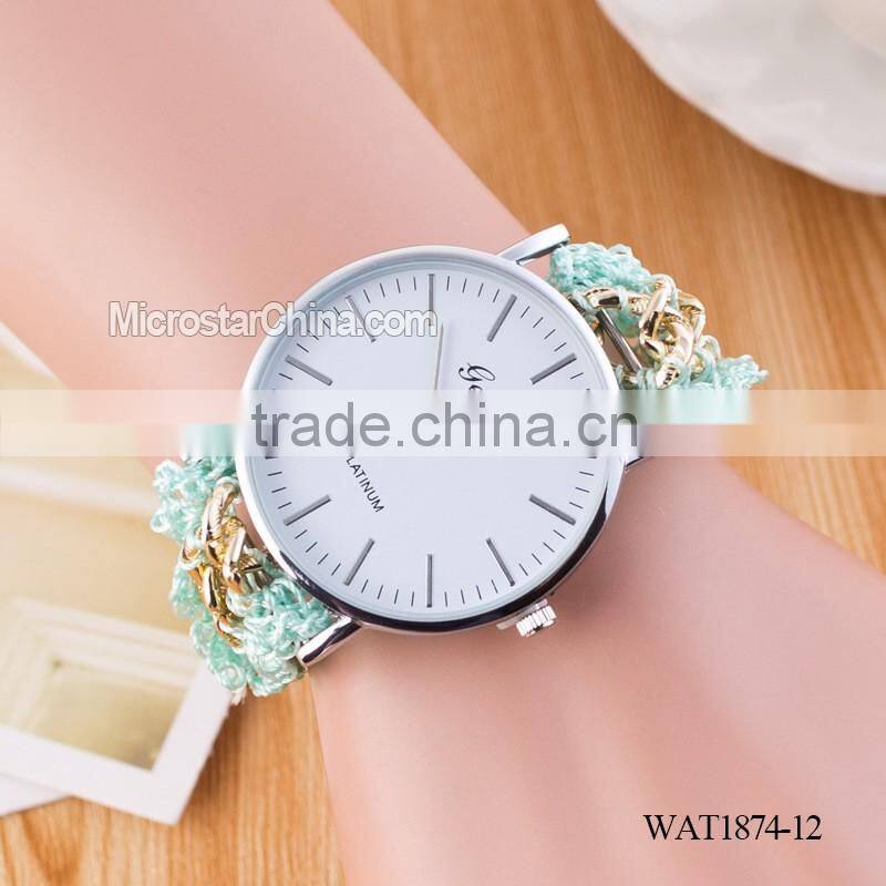 New Classic Geneva Ethnic Braided Analog Nailed Chain Watch