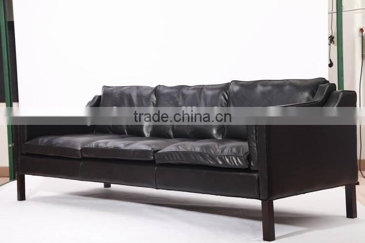 3 seater black genuine leather european style recliner sofa borge mogensen sofa