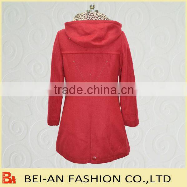 high quality ladies woollen coat with hood