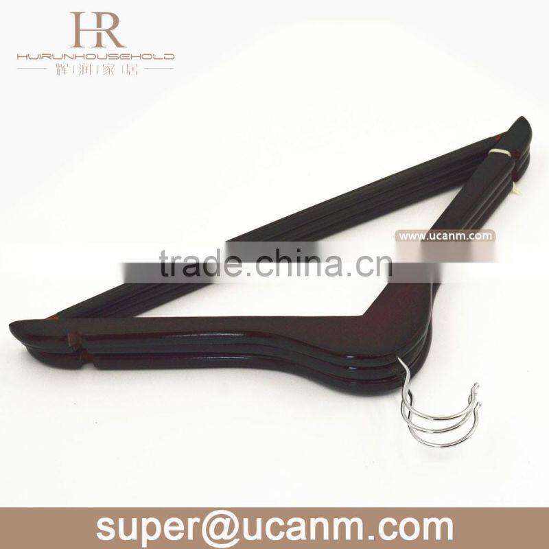 HRW-3013M walnut wood suit hanger with plastic tube wood bar