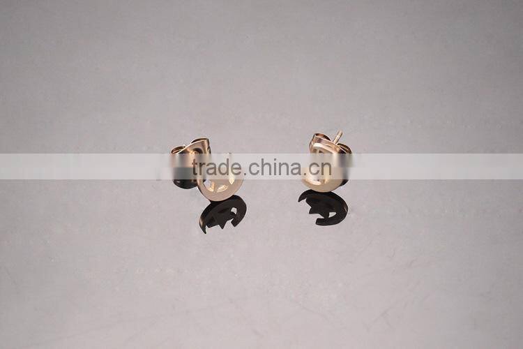 KSTONE 2015 New Fashion Rose Gold Plated Stainless Steel Lovely Moon And Star Stud Earrings