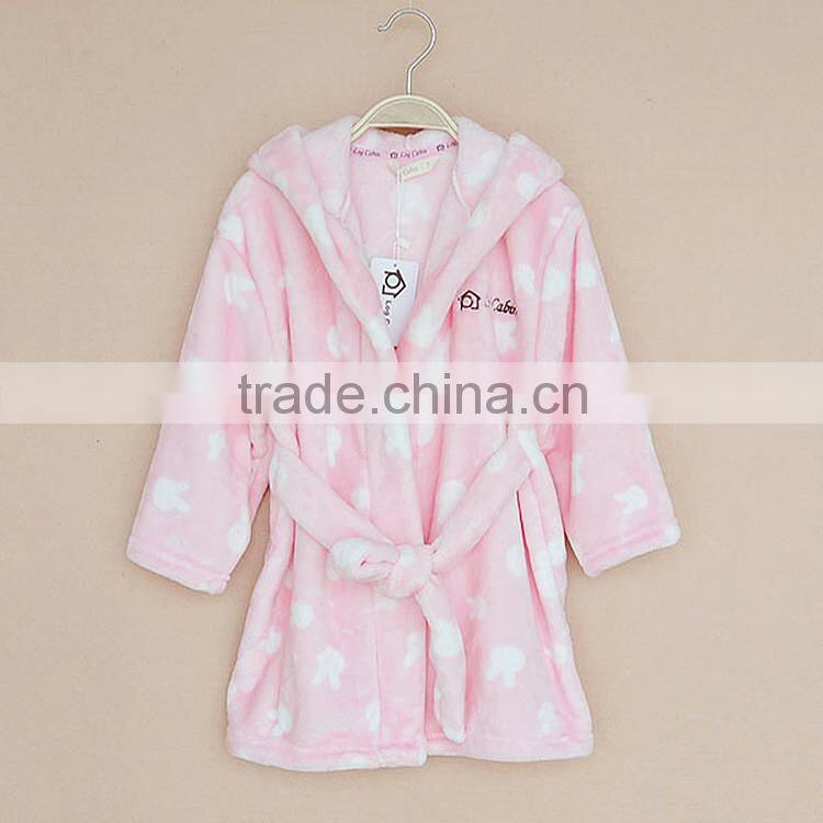 Pink Cute Printed Bathrobe Hooded Kids Robe Lovely Robe