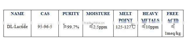Biomedical Material Medical Grade DL-Lactide (DL-LA)