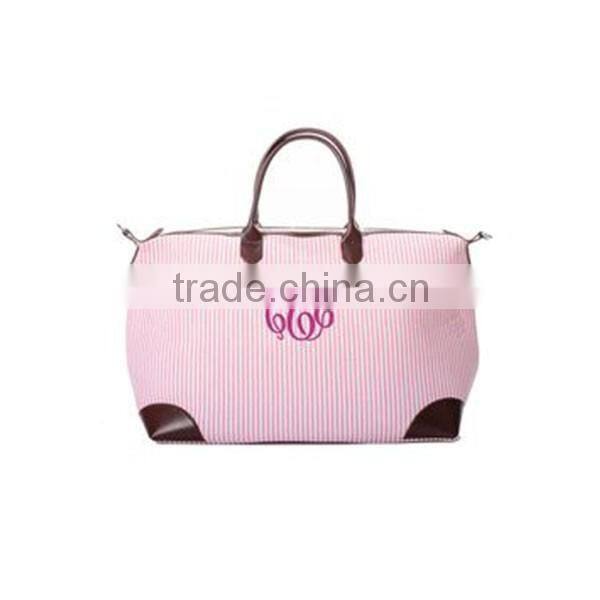 Monogram Seersucker Weekender Tote