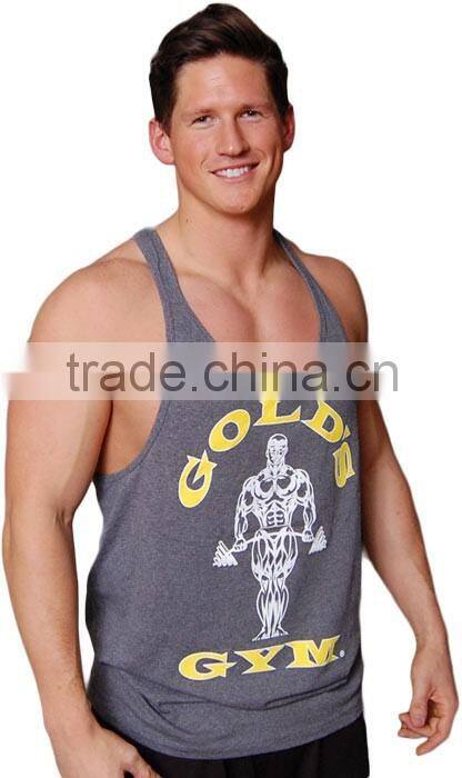 OEM 2016 latest black letter cotton men muscle gym singlets