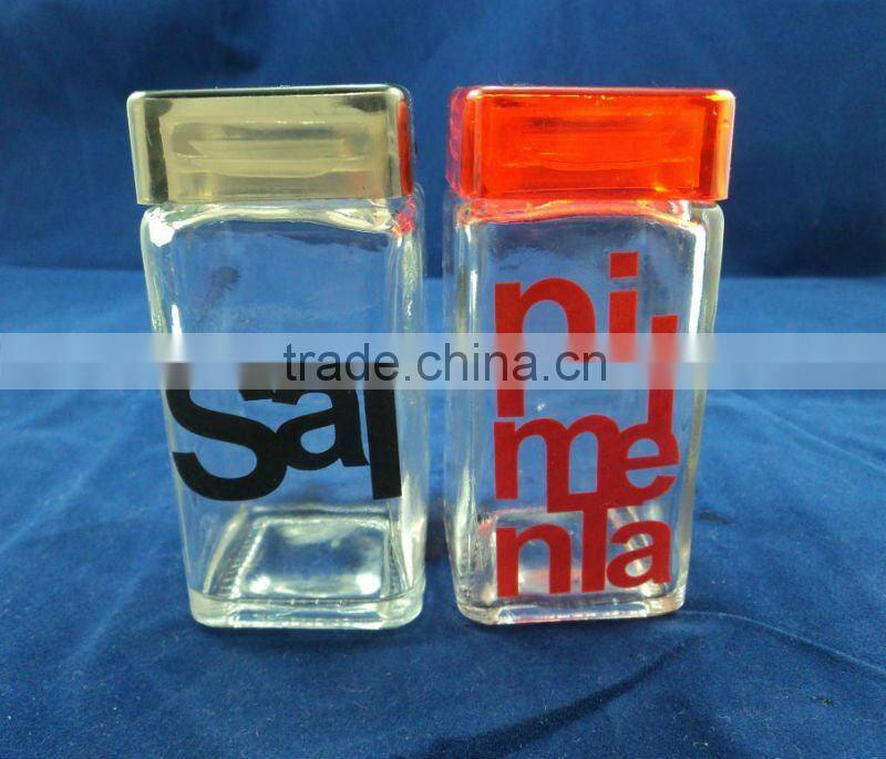 square spice jars, glass jars for spice packing