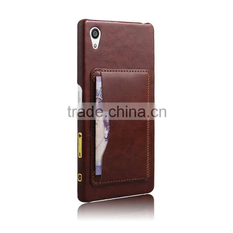 New arrival PC+PU Leather credit card holder case leather case for sony xperia z5 premium wholesale