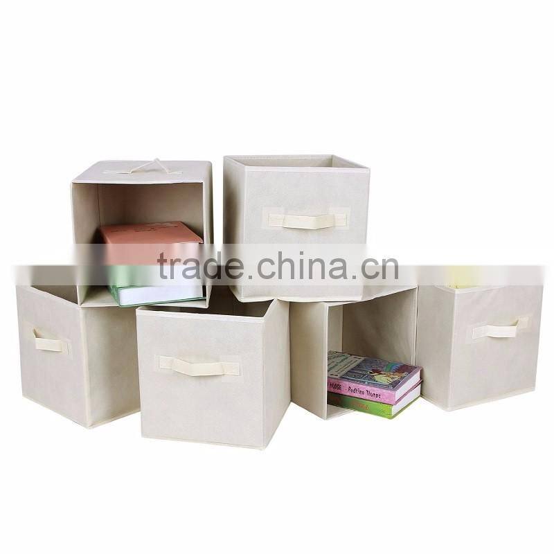 Foldable Storage Cubes Fabric Drawer Baskets Bins Set Closet Organizer Beige