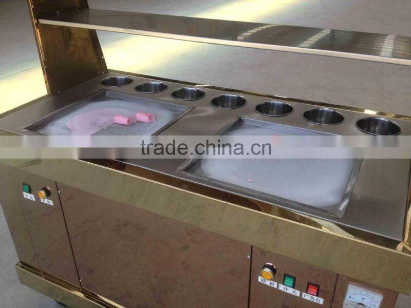 Frozen yogurt fruit ice cream rolls making machine with real fruit