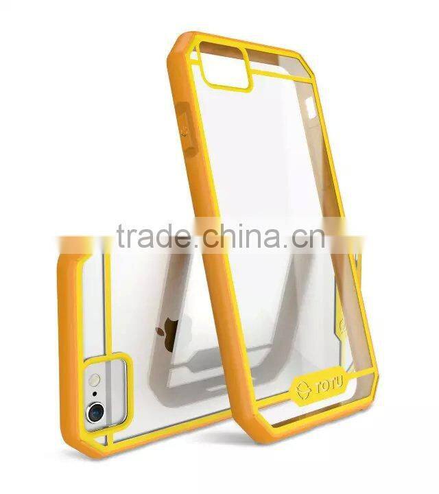 For Apple iPhone 6 Bumper Case, Fashion Hybrid Color Clear Hard Case with TPU Side Bumper Cover Case For Apple iPhone 6 4.7 5.5